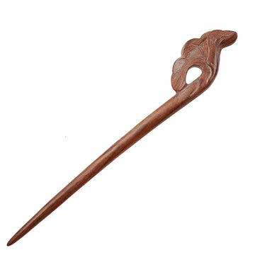 CrystalMood Handmade Carved Wood Hair Stick Lotus Leaf Rosewood